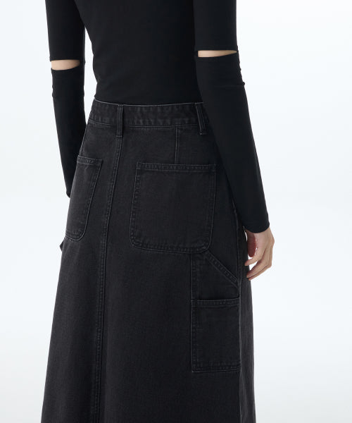 MUSINSA STANDARD WOMAN MUSINSA STANDARD WOMAN Women's Denim Carpenter Long Skirt (Washed Black)