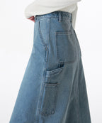 MUSINSA STANDARD WOMAN MUSINSA STANDARD WOMAN Denim Carpenter Long Skirt (Light Indigo)