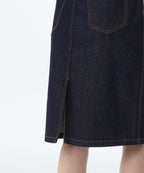 MUSINSA STANDARD WOMAN MUSINSA STANDARD WOMAN Denim Knee Length Skirt Deep Indigo