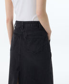 MUSINSA STANDARD WOMAN MUSINSA STANDARD WOMAN Denim Knee Length Skirt (Washed Black)