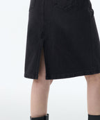 MUSINSA STANDARD WOMAN MUSINSA STANDARD WOMAN Denim Knee Length Skirt (Washed Black)