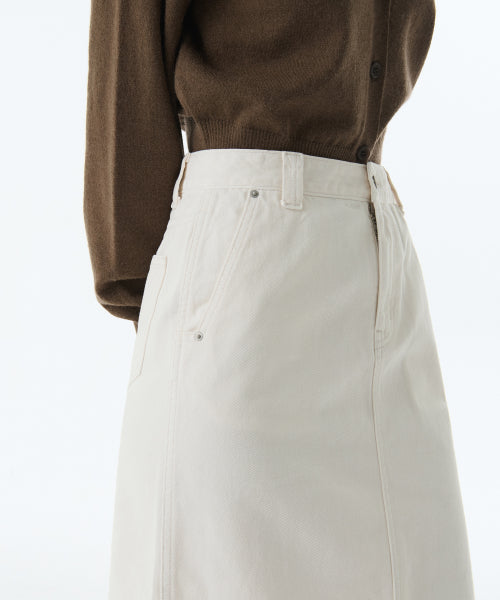 MUSINSA STANDARD WOMAN MUSINSA STANDARD WOMAN Denim Knee Length Skirt Cream