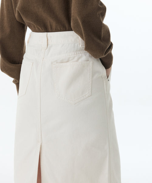 MUSINSA STANDARD WOMAN MUSINSA STANDARD WOMAN Denim Knee Length Skirt Cream