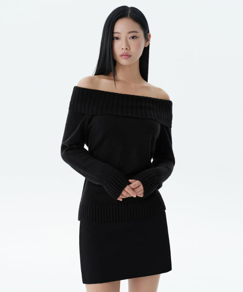 MUSINSA STANDARD WOMAN MUSINSA STANDARD WOMAN Women's Knitwear Off-Shoulder (Black)