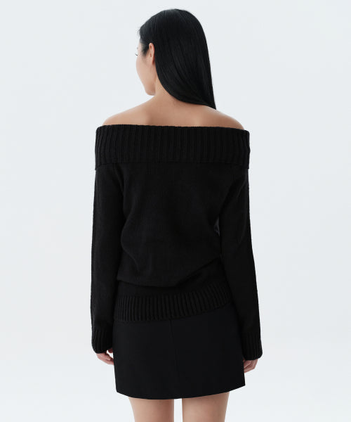 MUSINSA STANDARD WOMAN MUSINSA STANDARD WOMAN Women's Knitwear Off-Shoulder (Black)
