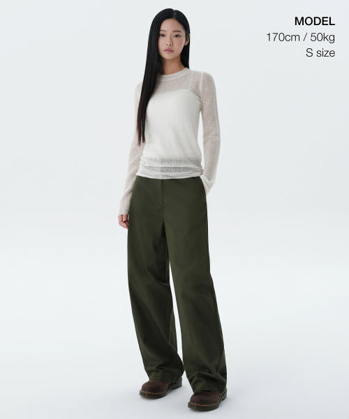 MUSINSA STANDARD WOMAN MUSINSA STANDARD WOMAN Women's Sheer Vertical Textured Knit [Ivory] Size