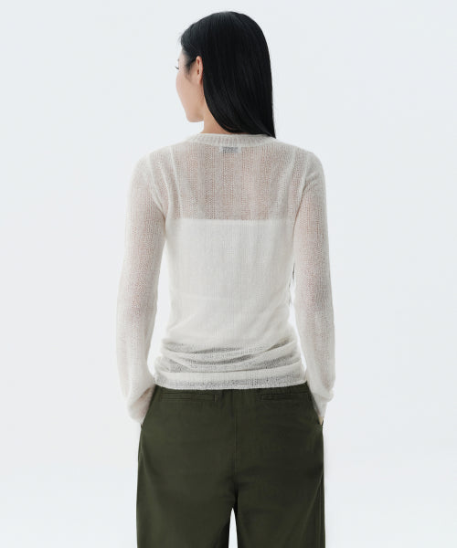 MUSINSA STANDARD WOMAN MUSINSA STANDARD WOMAN Women's Sheer Vertical Textured Knit [Ivory] Size