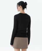 MUSINSA STANDARD WOMAN MUSINSA STANDARD WOMAN Women's Sheer Vertical Textured Knit [Black] Size
