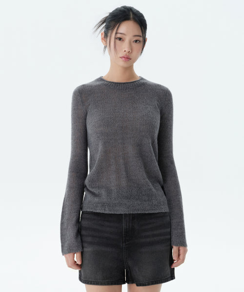 MUSINSA STANDARD WOMAN MUSINSA STANDARD WOMAN Women's Sheer Vertical Textured Knit [Gray] - Size
