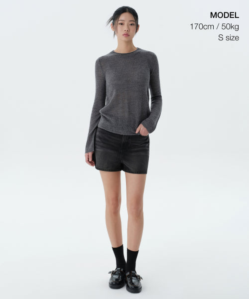 MUSINSA STANDARD WOMAN MUSINSA STANDARD WOMAN Women's Sheer Vertical Textured Knit [Gray] - Size