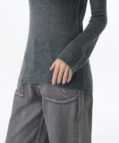 MUSINSA STANDARD WOMAN MUSINSA STANDARD WOMAN Women's Sheer Vertical Textured Knit [Gray] - Size