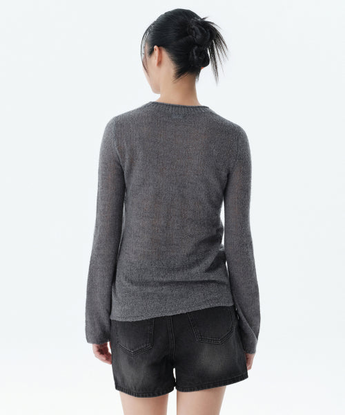MUSINSA STANDARD WOMAN MUSINSA STANDARD WOMAN Women's Sheer Vertical Textured Knit [Gray] - Size