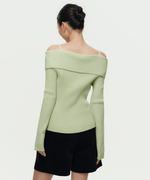 MUSINSA STANDARD WOMAN MUSINSA STANDARD WOMAN Women's Cardigan Off-Shoulder Pale Green