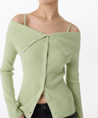 MUSINSA STANDARD WOMAN MUSINSA STANDARD WOMAN Women's Cardigan Off-Shoulder Pale Green