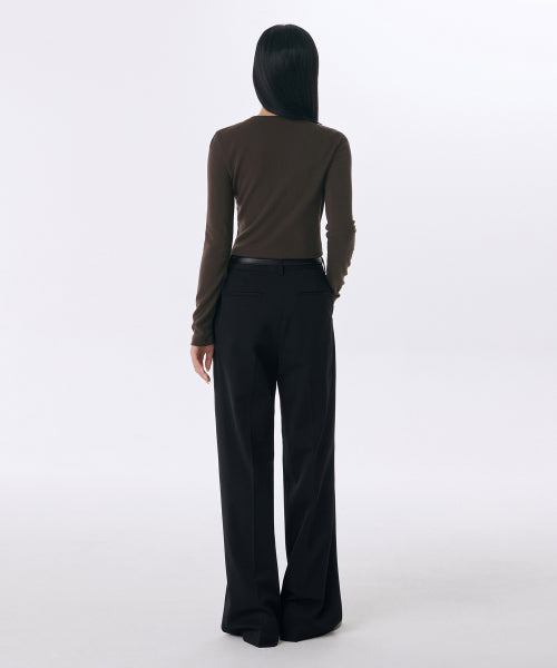 MUSINSA STANDARD WOMAN MUSINSA STANDARD WOMAN Slacks Deep Tuck Wide [Black] Size 26