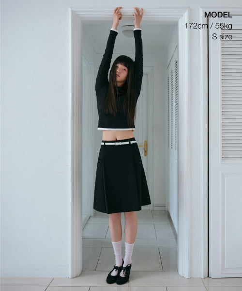 MUSINSA STANDARD WOMAN MUSINSA STANDARD WOMAN Knee Length Skirt [Black]