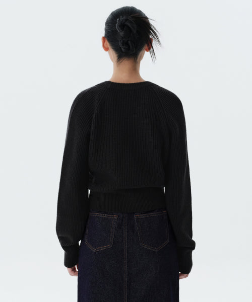 MUSINSA STANDARD WOMAN MUSINSA STANDARD WOMAN Women's Knitwear Ribbed Shoulder Cut-Out Black
