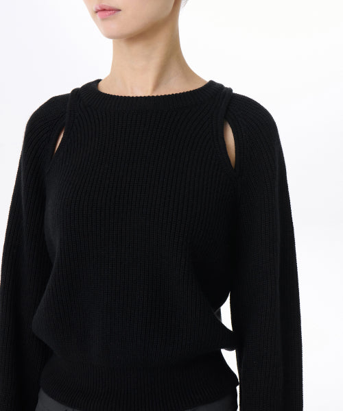 MUSINSA STANDARD WOMAN MUSINSA STANDARD WOMAN Women's Knitwear Ribbed Shoulder Cut-Out Black