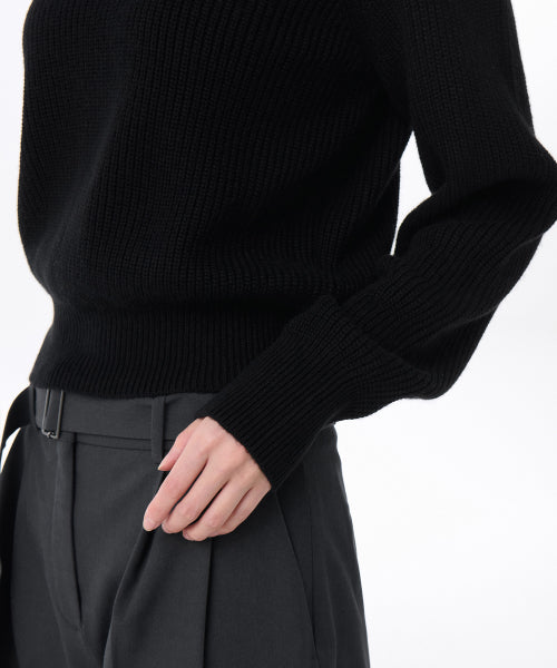 MUSINSA STANDARD WOMAN MUSINSA STANDARD WOMAN Women's Knitwear Ribbed Shoulder Cut-Out Black