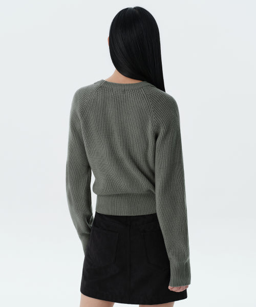 MUSINSA STANDARD WOMAN MUSINSA STANDARD WOMAN Women's ribbed shoulder cut-out knit Sage