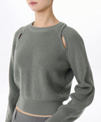 MUSINSA STANDARD WOMAN MUSINSA STANDARD WOMAN Women's ribbed shoulder cut-out knit Sage