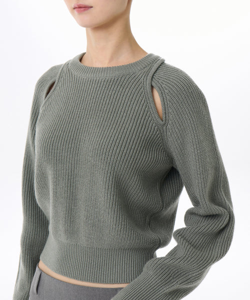 MUSINSA STANDARD WOMAN MUSINSA STANDARD WOMAN Women's ribbed shoulder cut-out knit Sage