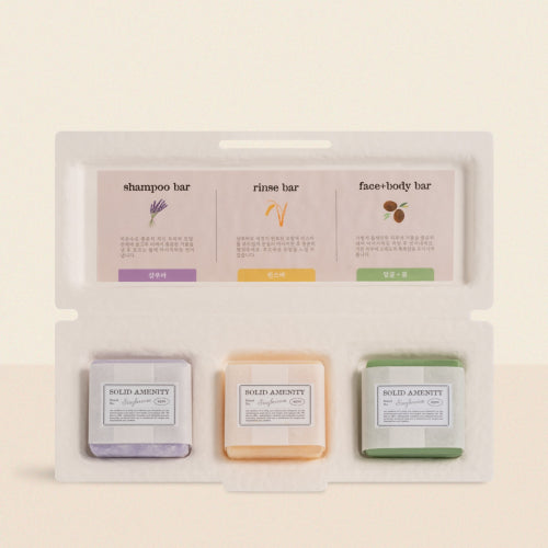 SINGLEROOM Travel solid soap amenity 3-piece set