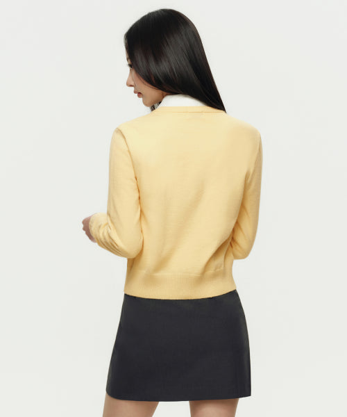 MUSINSA STANDARD WOMAN MUSINSA STANDARD WOMAN Cardigan Essential Round Neck [Butter]