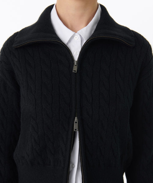 MUSINSA STANDARD WOMAN MUSINSA STANDARD WOMAN Women's Knitwear Zip-Up (Black)