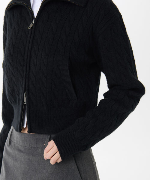 MUSINSA STANDARD WOMAN MUSINSA STANDARD WOMAN Women's Knitwear Zip-Up (Black)