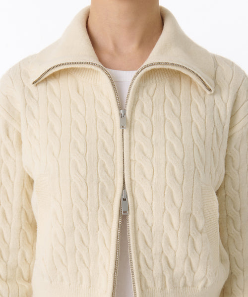 MUSINSA STANDARD WOMAN MUSINSA STANDARD WOMAN Women's Knitwear Zip-Up (Ivory)
