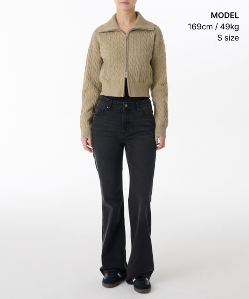 MUSINSA STANDARD WOMAN MUSINSA STANDARD WOMAN Women's Knitwear Zip-Up [Beige]