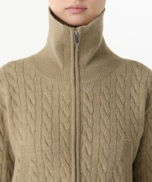 MUSINSA STANDARD WOMAN MUSINSA STANDARD WOMAN Women's Knitwear Zip-Up [Beige]