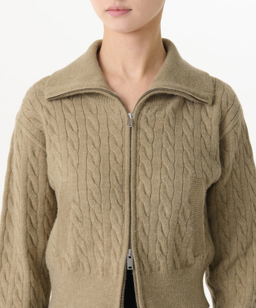 MUSINSA STANDARD WOMAN MUSINSA STANDARD WOMAN Women's Knitwear Zip-Up [Beige]