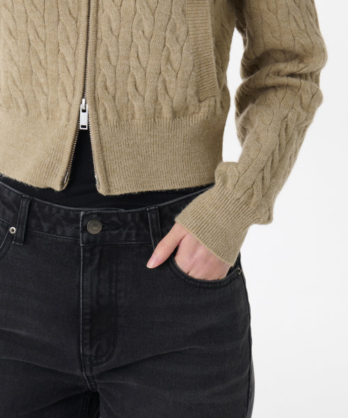 MUSINSA STANDARD WOMAN MUSINSA STANDARD WOMAN Women's Knitwear Zip-Up [Beige]