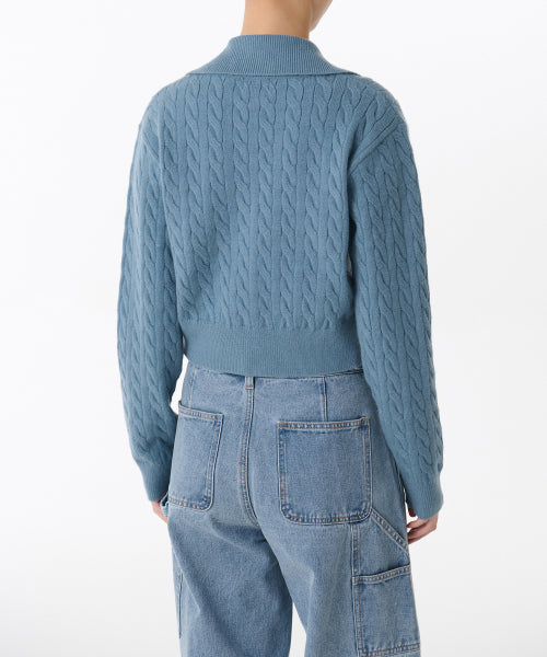 MUSINSA STANDARD WOMAN MUSINSA STANDARD WOMAN Women's Knitwear Zip-Up [Blue Gray]