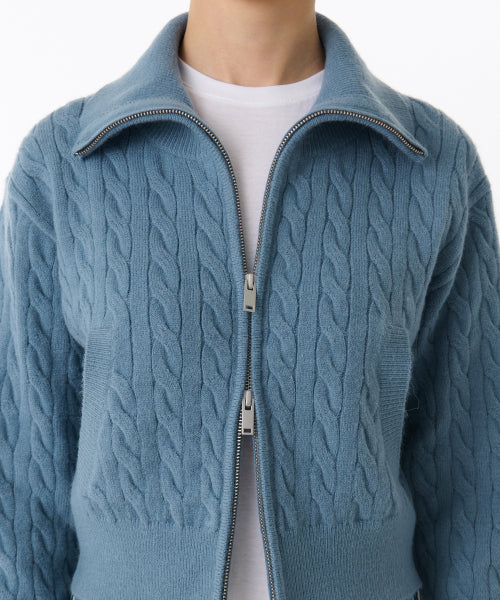 MUSINSA STANDARD WOMAN MUSINSA STANDARD WOMAN Women's Knitwear Zip-Up [Blue Gray]