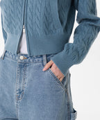 MUSINSA STANDARD WOMAN MUSINSA STANDARD WOMAN Women's Knitwear Zip-Up [Blue Gray]