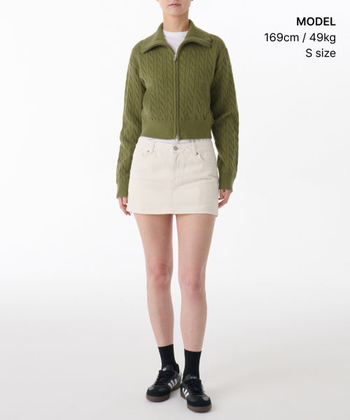 MUSINSA STANDARD WOMAN MUSINSA STANDARD WOMAN Women's cable knit zip-up [light moss]