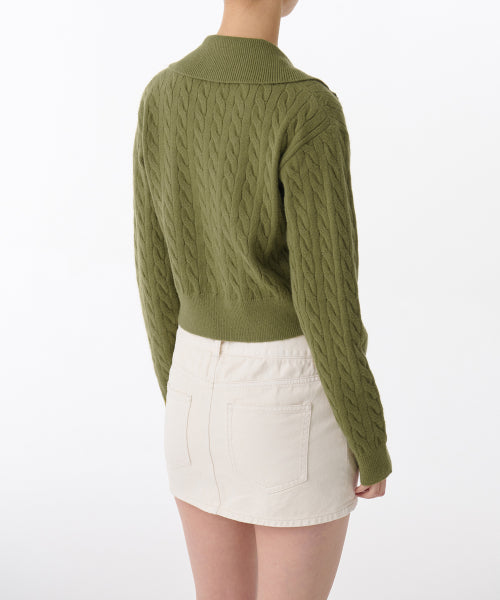 MUSINSA STANDARD WOMAN MUSINSA STANDARD WOMAN Women's cable knit zip-up [light moss]