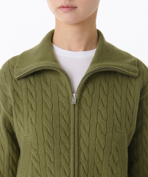 MUSINSA STANDARD WOMAN MUSINSA STANDARD WOMAN Women's cable knit zip-up [light moss]