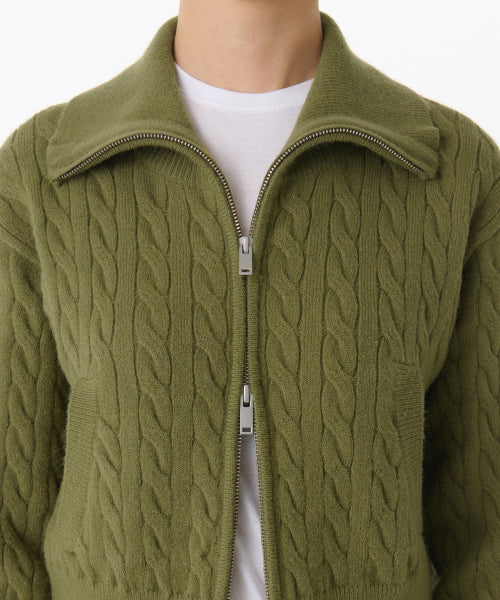 MUSINSA STANDARD WOMAN MUSINSA STANDARD WOMAN Women's cable knit zip-up [light moss]