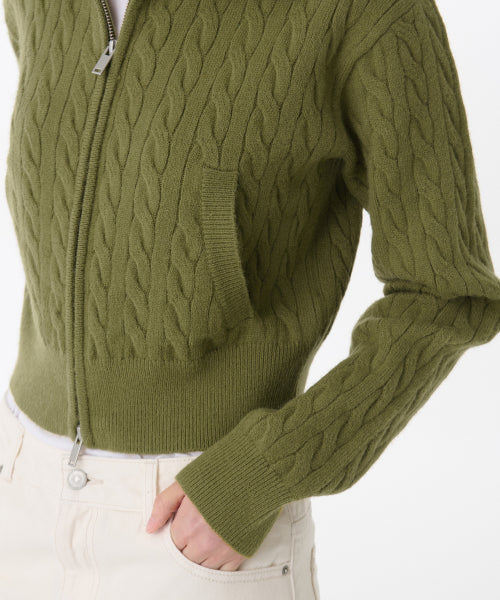 MUSINSA STANDARD WOMAN MUSINSA STANDARD WOMAN Women's cable knit zip-up [light moss]