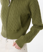MUSINSA STANDARD WOMAN MUSINSA STANDARD WOMAN Women's cable knit zip-up [light moss]