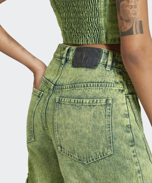 ADIDAS ADIDAS Denim Capri Short Pants - Lime