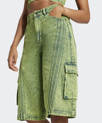 ADIDAS ADIDAS Denim Capri Short Pants - Lime