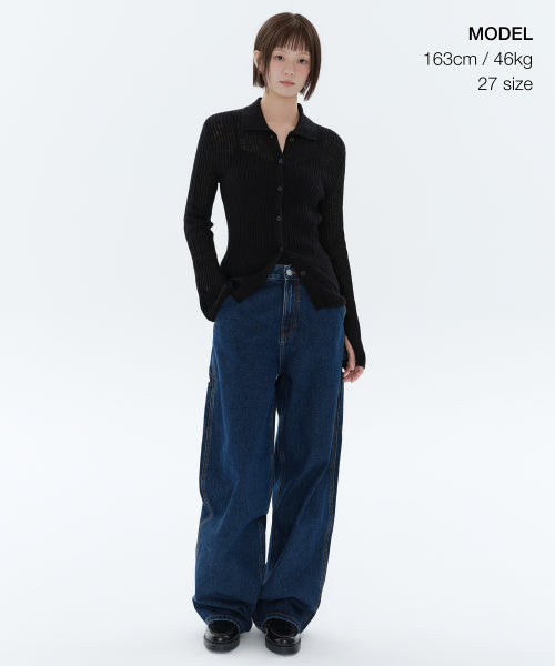 MUSINSA STANDARD WOMAN MUSINSA STANDARD WOMAN Denim Wide Carpenter Pants [Medium Indigo]