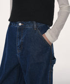MUSINSA STANDARD WOMAN MUSINSA STANDARD WOMAN Denim Wide Carpenter Pants [Medium Indigo]