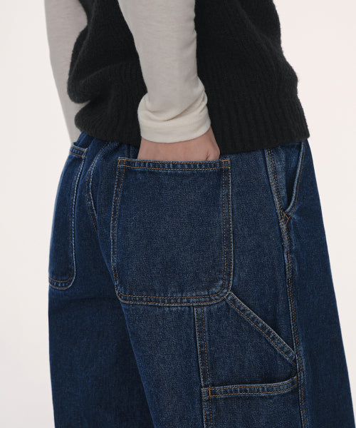 MUSINSA STANDARD WOMAN MUSINSA STANDARD WOMAN Denim Wide Carpenter Pants [Medium Indigo]
