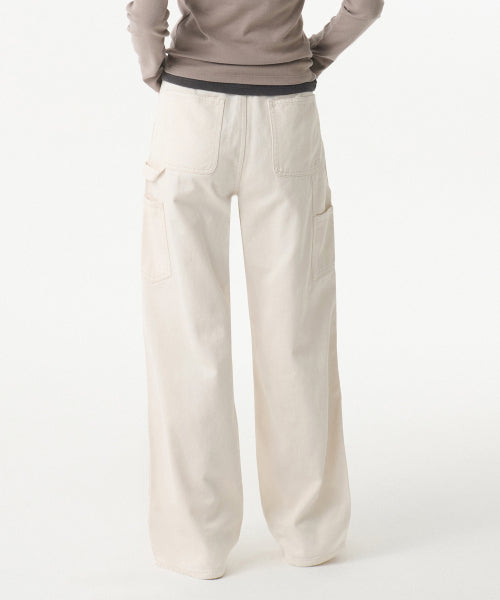 MUSINSA STANDARD WOMAN MUSINSA STANDARD WOMAN Denim Wide Carpenter Pants (Cream)